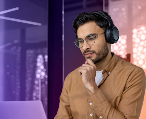 Man looking at a laptop