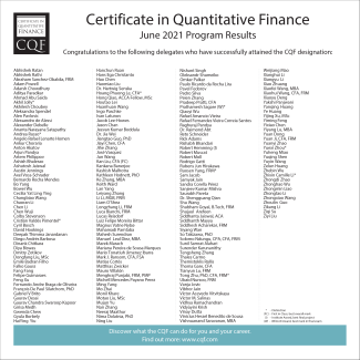 June 2021 CQF Program Graduates